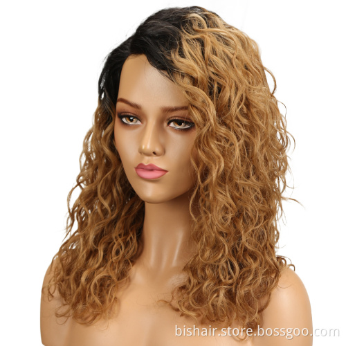 BIS Blonde Curly Human Hair Wigs For Black Women T1b/27 Colored Cheap Human Hair Wigs Short T Part Lace Kinky Curly Wig